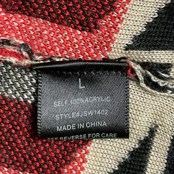 JEALOUS TOMATO Tribal Cardigan Sweater Fringe Southwestern Aztec Black sz L Art - Picture 8 of 11